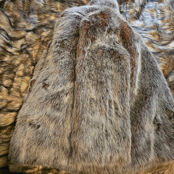 Vintage Dennis Basso Medium Tipped Fox Faux Fur Coat Silver Red - Picture 6 of 14